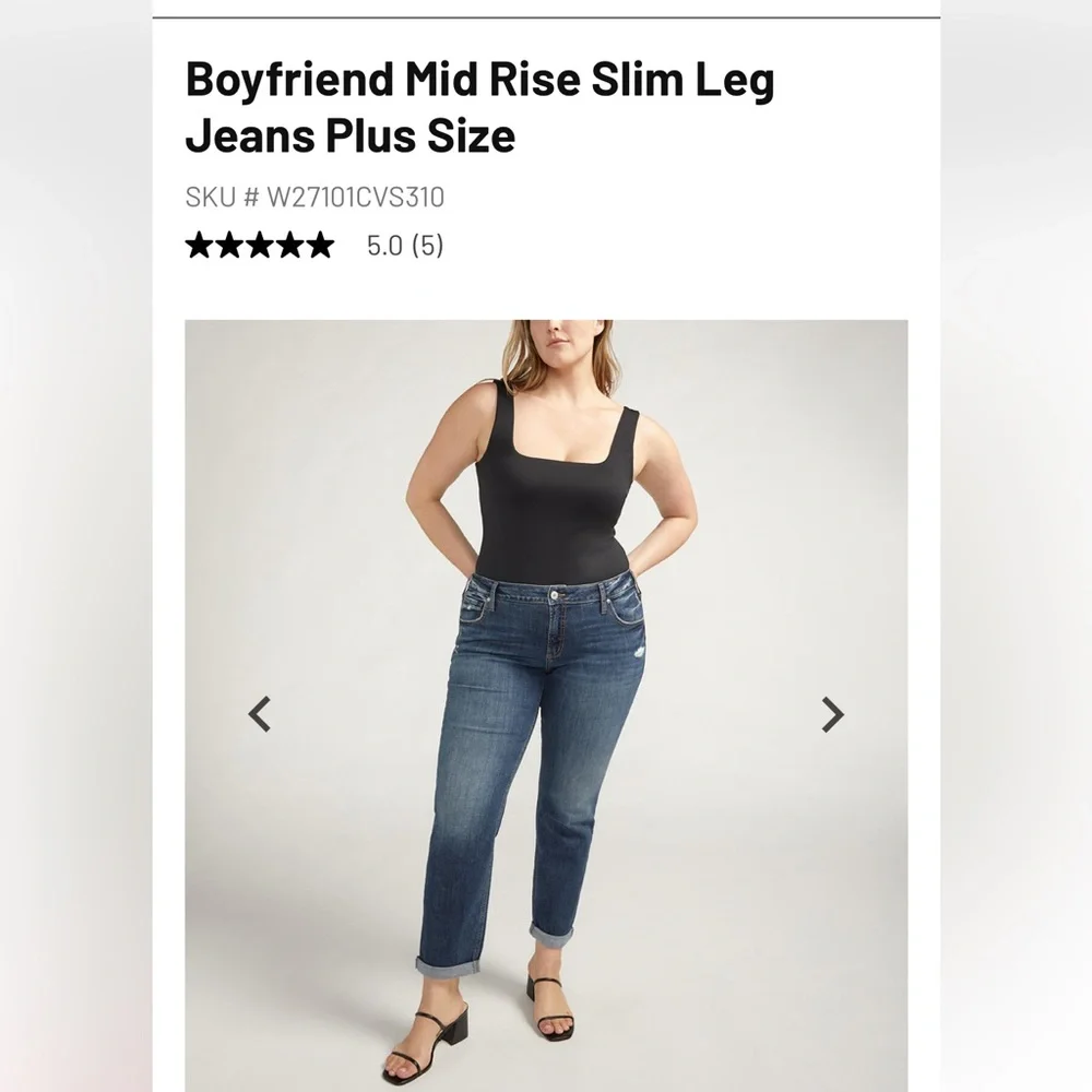 π NWT Silver Jeans Boyfriend Mid Rise Slim Leg Jeans, 14/29 - Picture 4 of 13